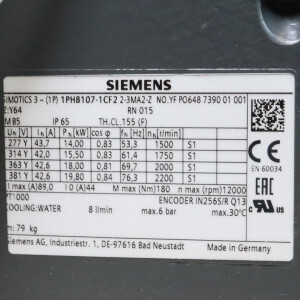 Siemens SIMOTICS M Kompakt-Asynchronmotor 1PH8107-1CF22-3MA2-Z Z=Y64 OVP