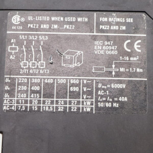 Klöckner Moeller Schütz S-PKZ2 230V/50Hz 240V/60Hz GEB