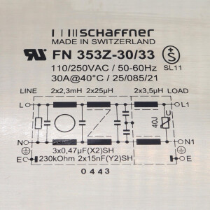 Schaffner Netzfilter FN353Z-30/33 110/250VAC 50/60Hz NOV