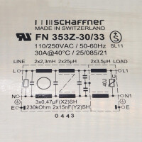 Schaffner Netzfilter FN353Z-30/33 110/250VAC 50/60Hz NOV