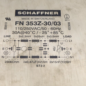 Schaffner Netzfilter FN353Z-30/03 110/250VAC 50/60Hz GEB