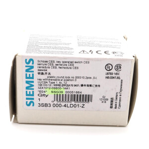 Siemens Schlüsselschalter 3SB3 000-4LD01-Z Z=SSG39 OVP
