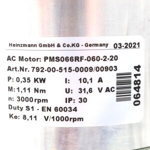 Heinzmann AC-Synchron-Scheibenmotor PMS066RF-060-2-20 792-00-515-0009/00903 GEB
