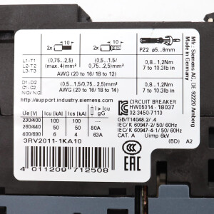 Siemens Leistungsschalter 3RV2011-0KA10 GEB