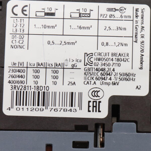 Siemens Leistungsschalter 3RV2811-1BD10 GEB