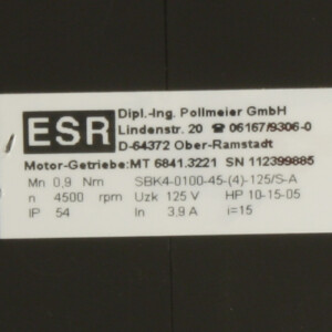ESR Pollmeier GmbH Servomotor + Getriebe SBK4-0100-45-(4)-125/S-A + MT 6841.3221 NOV