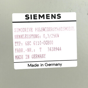Siemens Simodrive 611 Pulswiderstandmodul 6SC6110-0GB00 0,3/25kW GEB