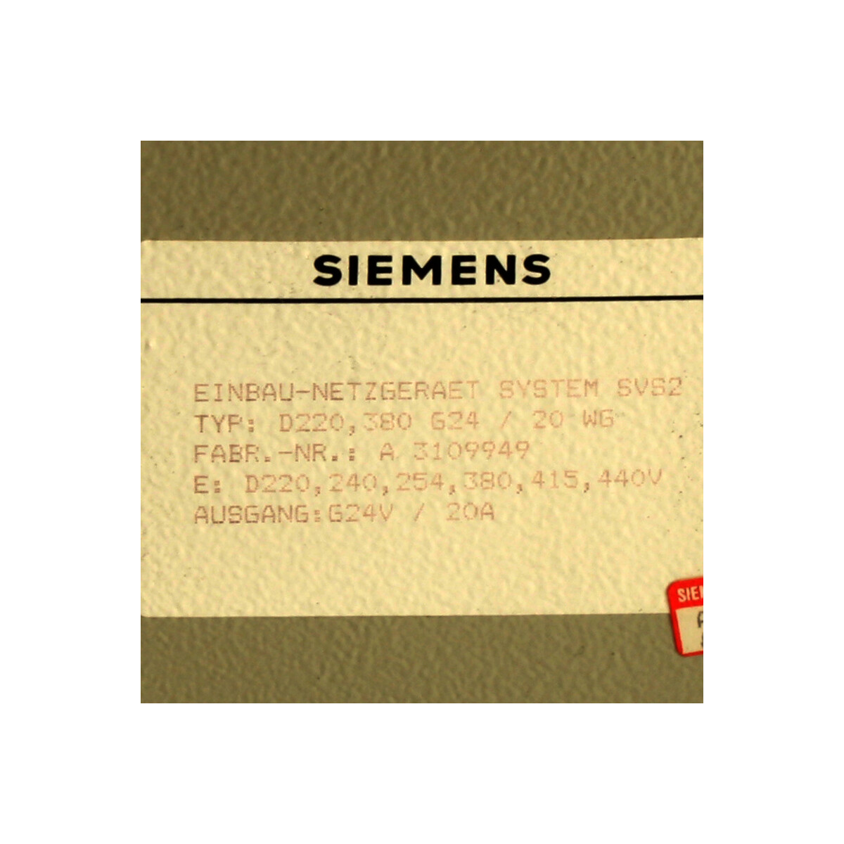 Siemens Einbau-Netzger&auml;t System SVS2...