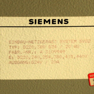 Siemens Einbau-Netzgerät System SVS2 6EV1352-5BK00 20A GEB