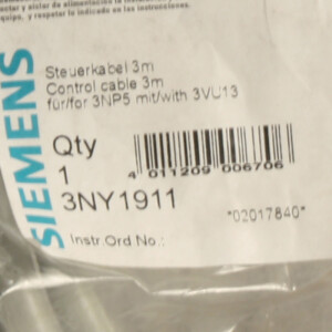 Siemens Steuerkabel 3NY1911 3M OVP