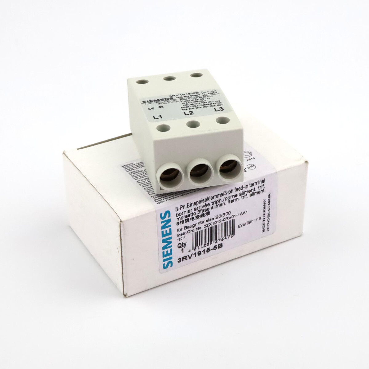 Siemens 3-Phasen-Einspeiseklemme 3RV1915-5B OVP