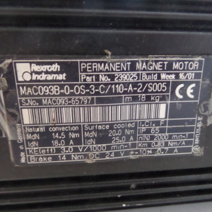 INDRAMAT Servomotor MAC093B-0-0S-3-C/110-A-2/S005 239025 + AG101 GEB