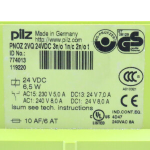 Pilz Not-Aus Schaltgerät PNOZ 2VQ 24VDC 3n/o 1n/c 2n/o t ID 774013 GEB