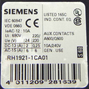 Siemens Hilfschalterblock 3RH1921-1CA01 GEB