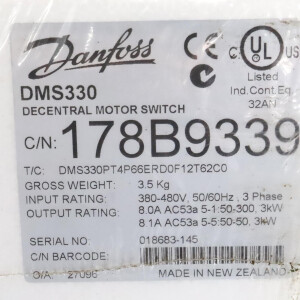 Danfoss Motorstarter DMS330 178B9339 3kW OVP