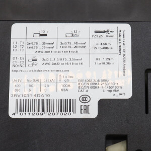 Siemens Leistungsschalter 3RV1031-4DA10 GEB