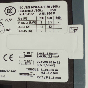 Siemens Schütz 24V/5,5kW/400V 3RT2517-1AB00 OVP