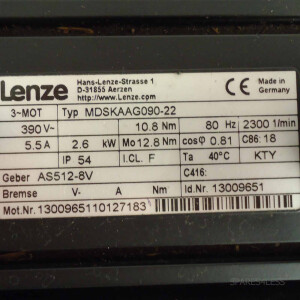 Lenze Servomotor 13009651 MDSKAAG090-22 NOV