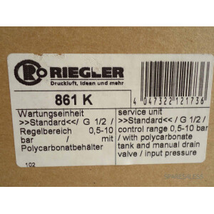 Riegler Wartungseinheit 861K G1/2 0,5-10bar OVP